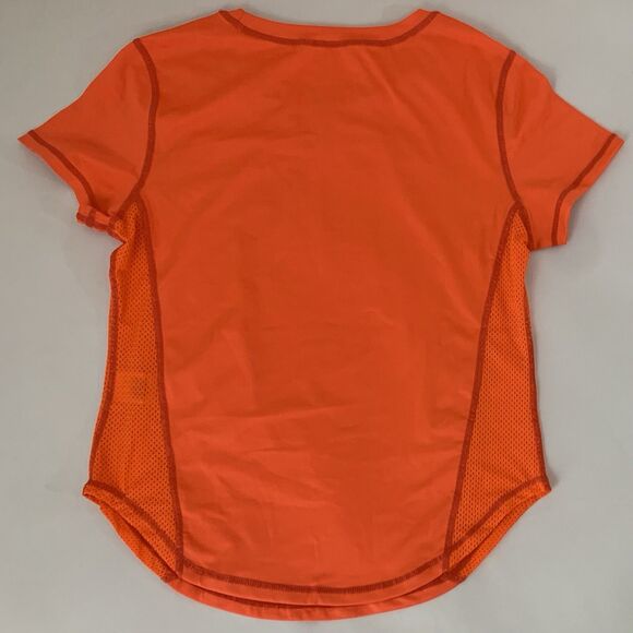 NWOT Athletic Shirt Stretch Mesh Women L  8/10 Bright Orange Workout Running Gym - Picture 2 of 6